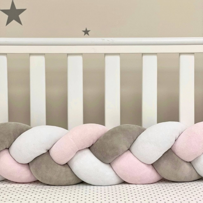 Protectie laterala patut bebe grafit-roz (5)